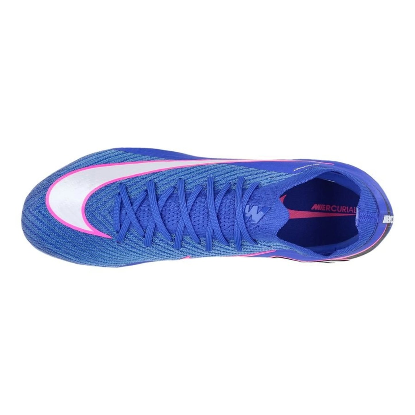 top view of the Nike Air Zoom Mercurial Vapor 16 Elite FG in Racer Blue / White (Attack Pack)