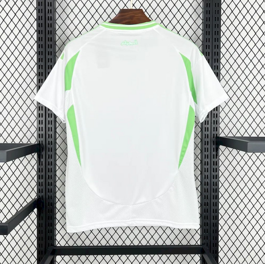 official Algeria 24/25 Home White/Green Football Short Sleeve Jersey Designed By Adidas