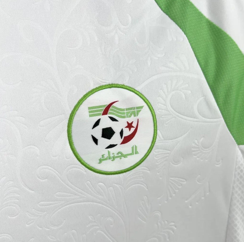 official Algeria 24/25 Home White/Green Football Short Sleeve Jersey Designed By Adidas