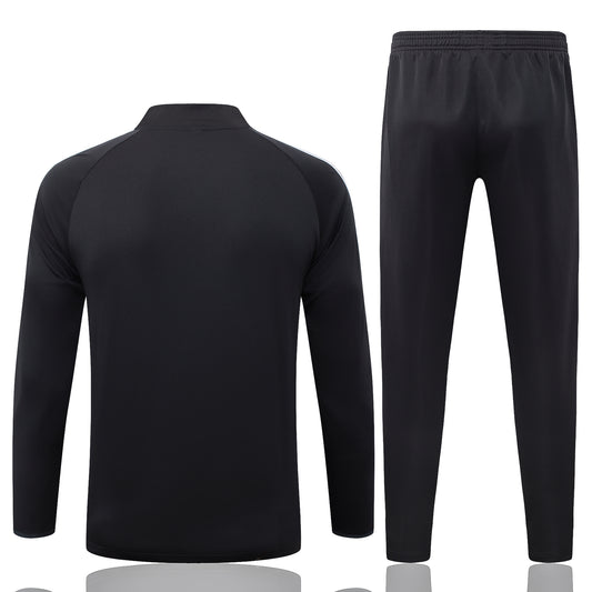 back view of the Adidas Germany 2026/27 Full Black Quarter-Zip Soccer Tracksuit - AEROREADY Training Set