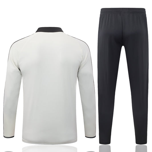 back view of the Adidas Germany 2026/27 White/Black Quarter-Zip Soccer Tracksuit - AEROREADY Training Set