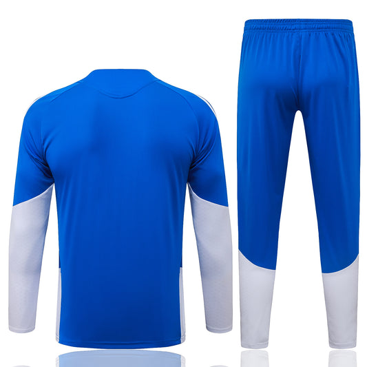 back view of the Adidas Juventus 2026/27 Full Blue Quarter-Zip Soccer Tracksuit - AEROREADY Training Set