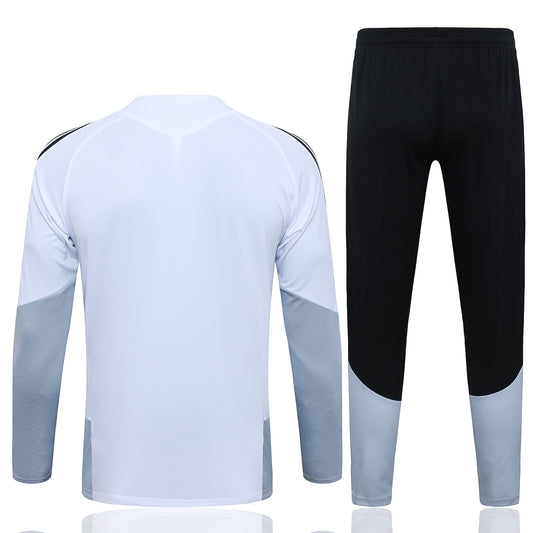 back view of the Adidas Real Madrid 2026/27 White/Black Quarter-Zip Soccer Tracksuit - AEROREADY Training Set