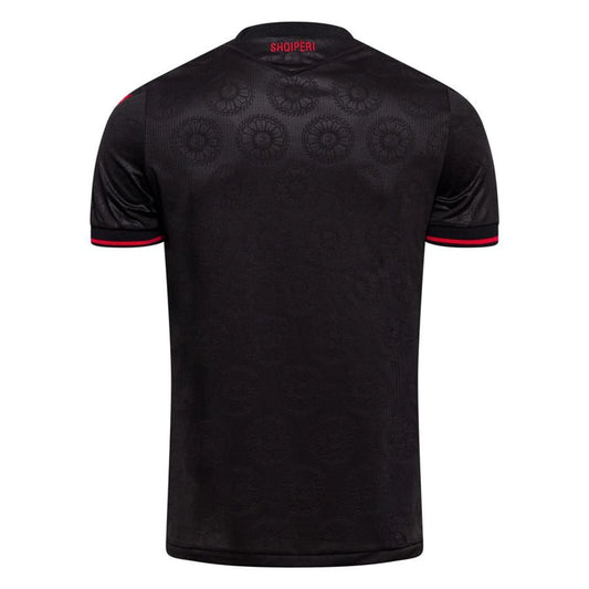 back view of the Macron Albania Third Black Shirt 2026/27