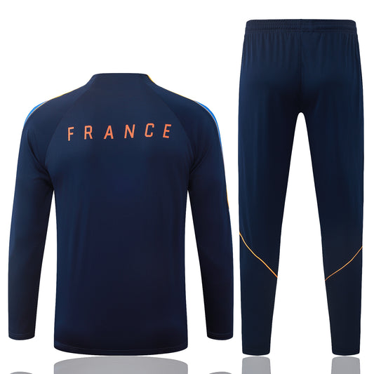 back view of the Nike France 2026/27 Full Navy Quarter-Zip Soccer Tracksuit - Dri-FIT Strike Set