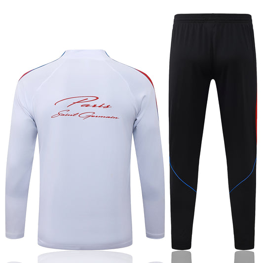 back view of the Nike Paris Saint-Germain 2026/27 White/Black Quarter-Zip Soccer Tracksuit - Dri-FIT Strike Set