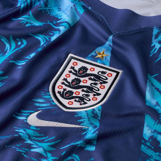 close up view of the Nike England World Cup 2026 Goalkeeper Blue Shirt