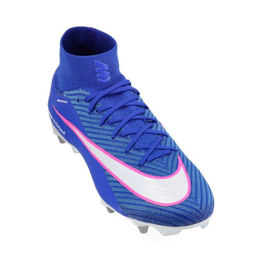 front view of the Nike Air Zoom Mercurial Superfly 10 Elite SG-PRO in Racer Blue / White (Attack Pack)