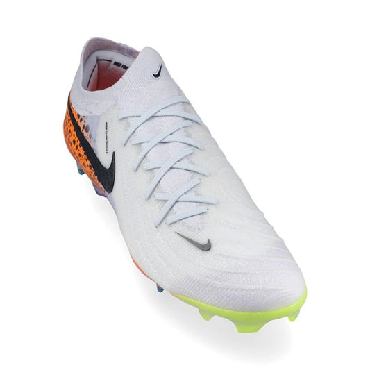 front view of the Nike Phantom gx 2 Elite FG "Electric" Pack in a Grey/Black/Orange colorway