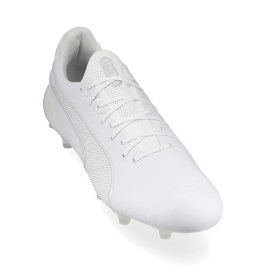front view PUMA King Ultimate FG/AG White Pack in White/Silver colorway
