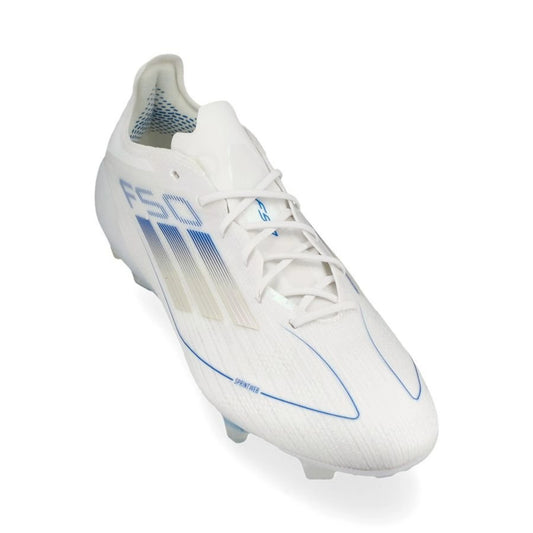front view of the adidas F50 Elite FG "Polar Victory Pack" in a White/Blue colorway