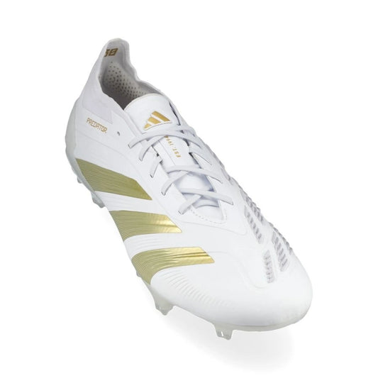 front view of the adidas Predator Elite FG Day Spark White/Gold Metallic colorway
