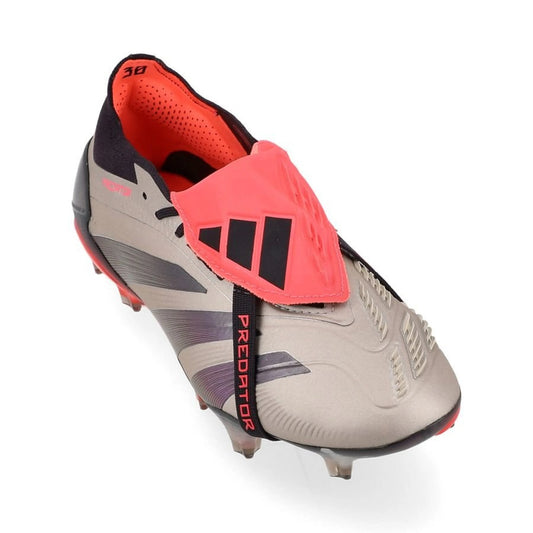 front view of the adidas Predator Elite Fold-over Tongue FG "Vivid Horizon" Pack in a Grey/Black/Red colorway