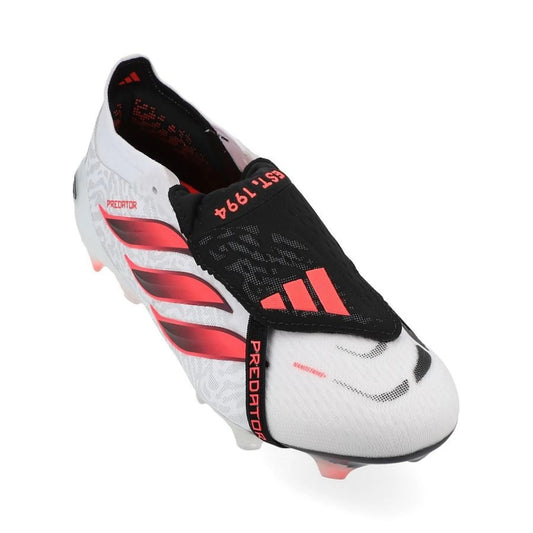 front view of the adidas Predator Elite Fold-over Tongue FG in White/Red/Black from the Chaos vs Control