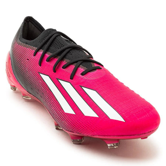 front view of the adidas X Speedportal .1 FG "Own Your Football" pack in a Pink/White/Black colorway