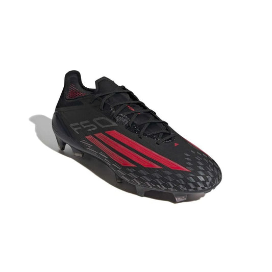 front view of the adidas F50 Elite FG Immortal DNA in Black/White/Red colorway