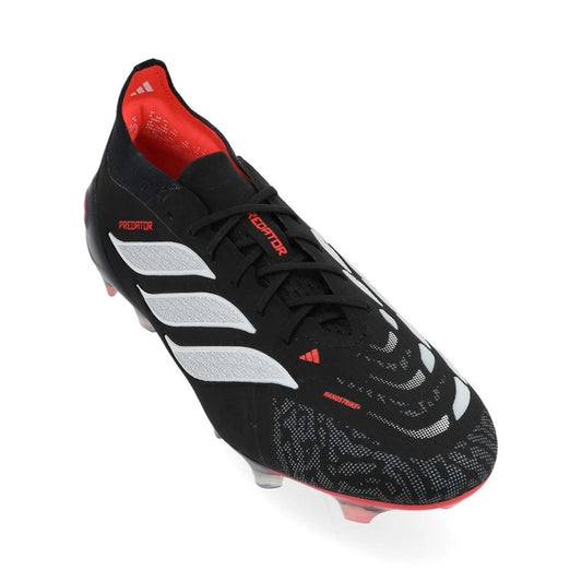 front view of the adidas Predator Elite FG Immortal DNA in Black/White/Red colorway