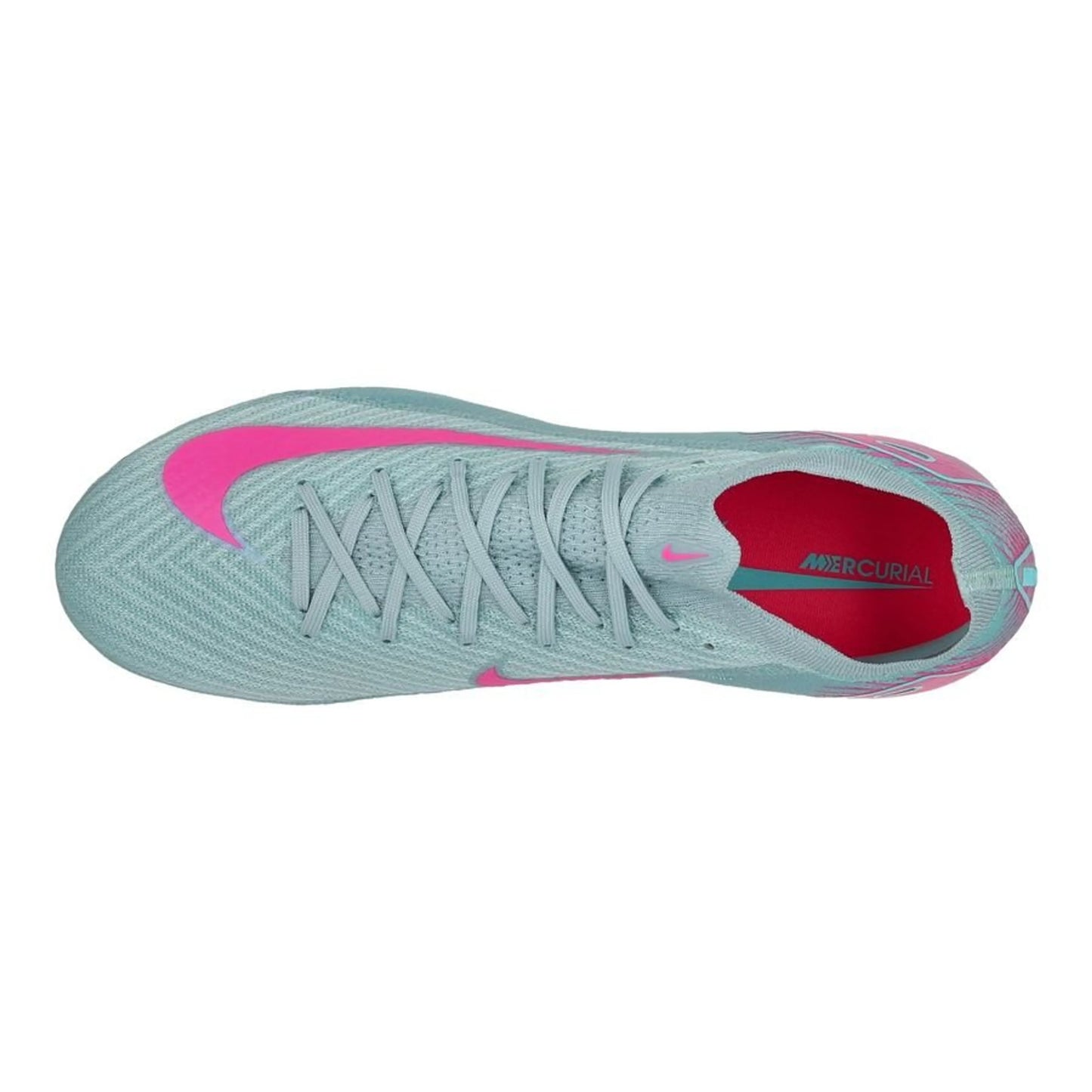 top view of the Air Zoom Mercurial Vapor 16 Elite FG "Prism" Pack in a Blue/Pink colorway