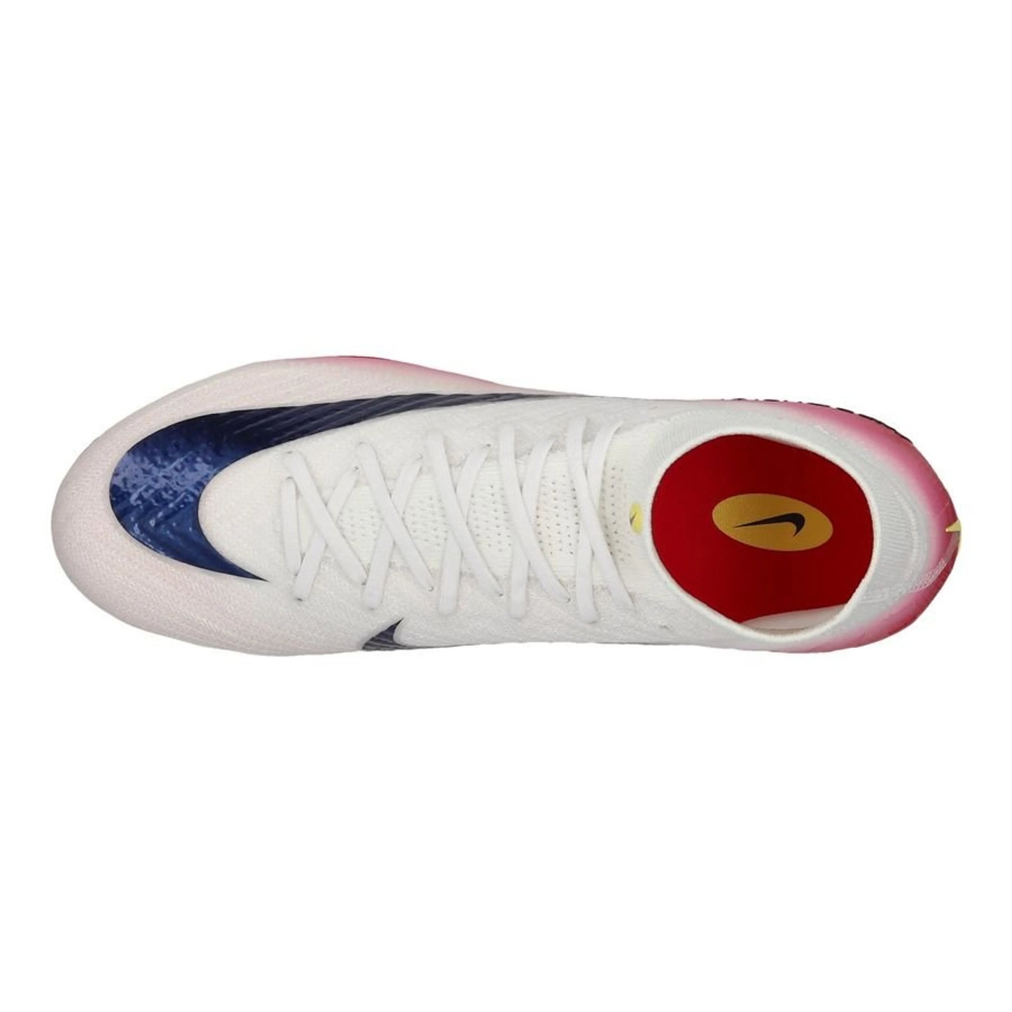 top view of the Nike Air Zoom Mercurial Superfly 10 Elite FG "Fear Nothing" Pack in a White/Black/Red colorway