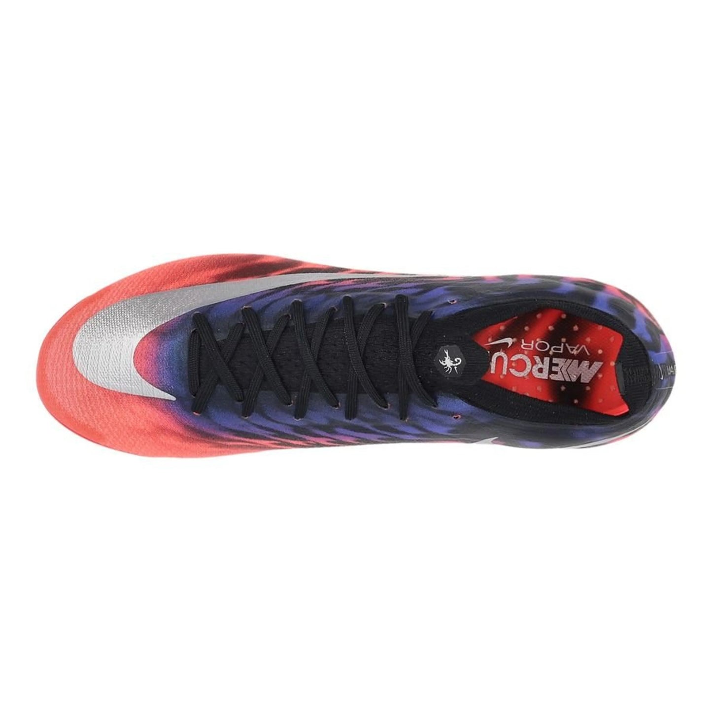 top view of the Nike Air Zoom Mercurial Vapor 17 Elite FG Blue/Orange/Pink from the Scorpion Pack