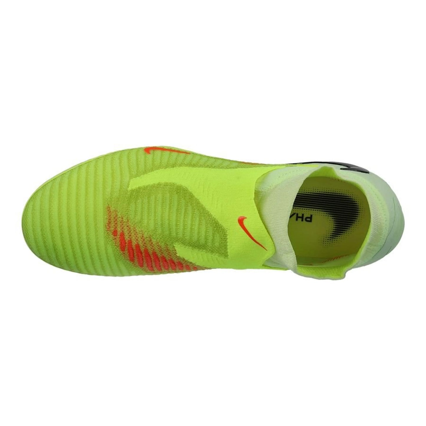 top view of the Nike Phantom 6 Elite High Cut FG "Max Voltage" Pack in a Green/Black/Orange colorway