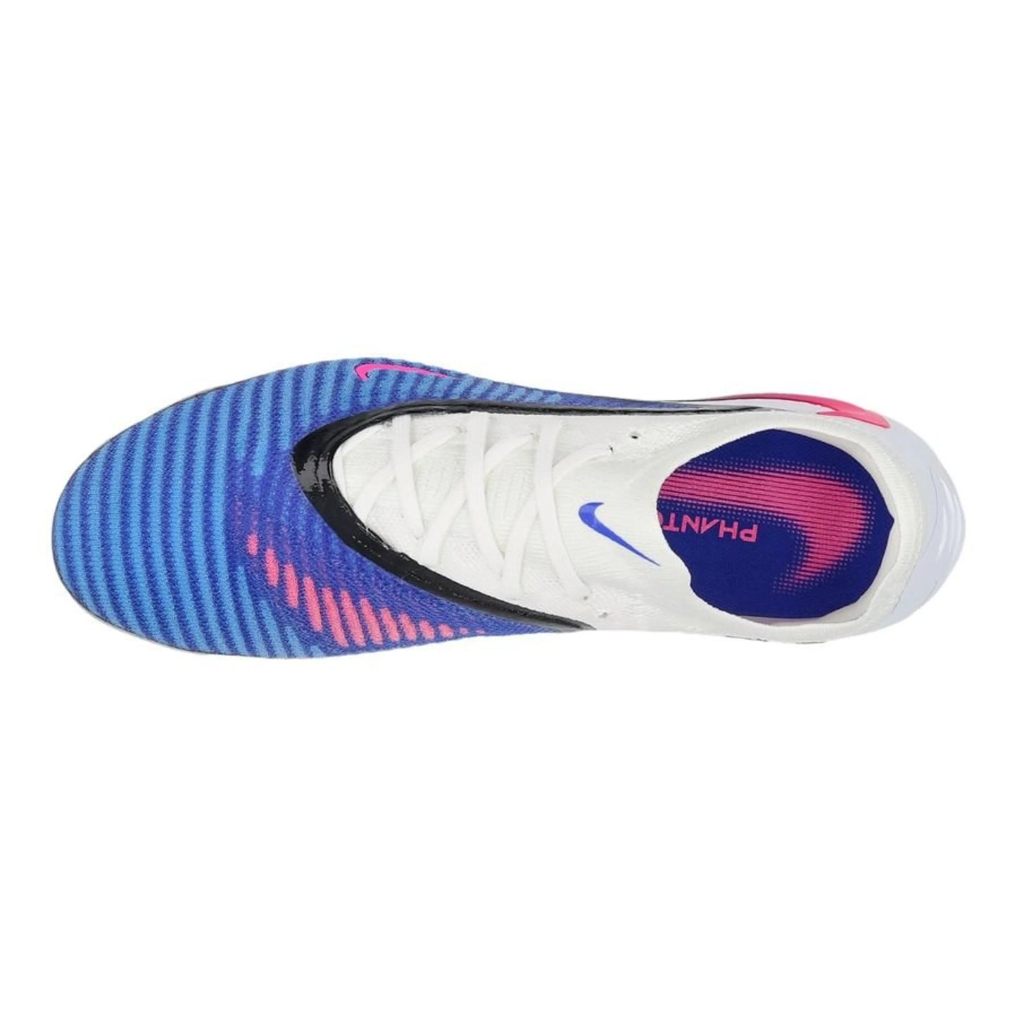 top view of the Nike Phantom 6 Elite Low Cut AG-PRO in Racer Blue / Pink Blast / White (Attack Pack)