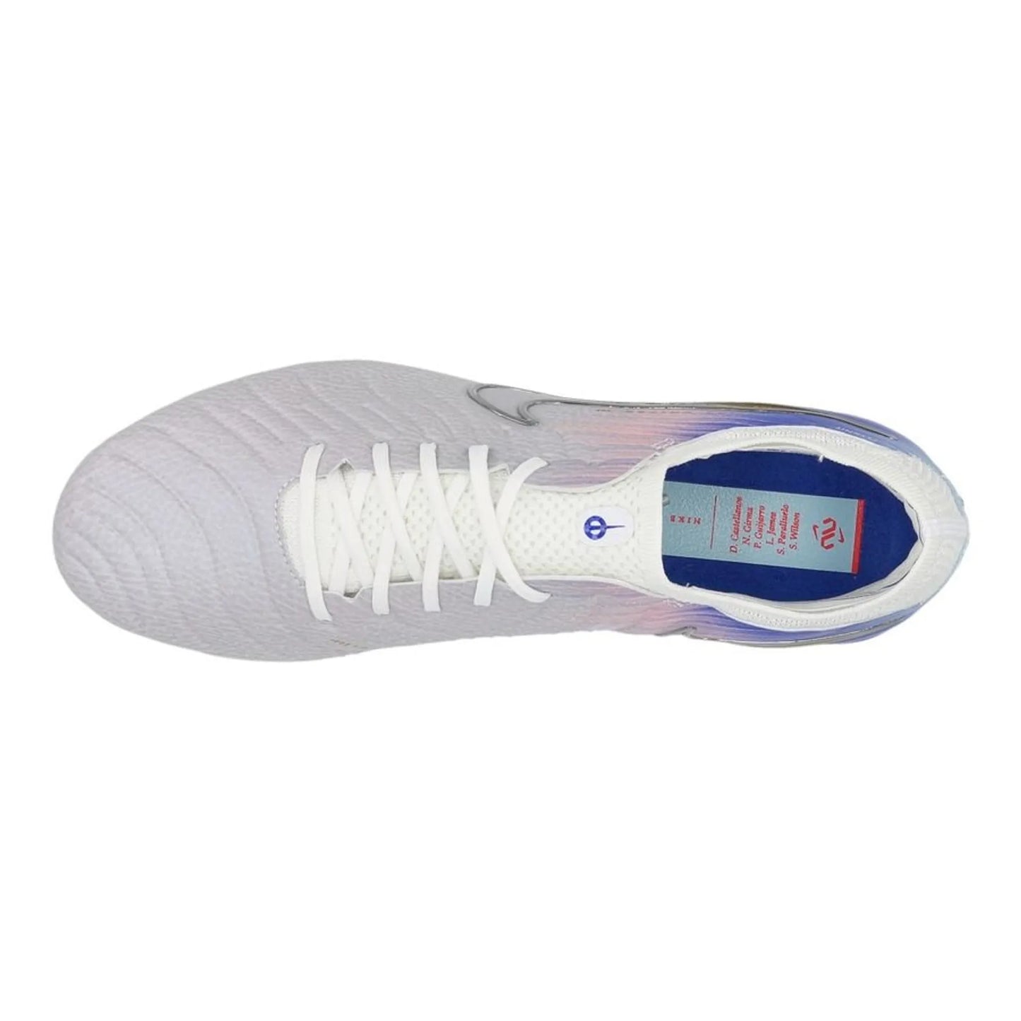 top view of the Nike Tiempo Legend 10 Elite SG-PRO United Chapter 2 in White/Blue