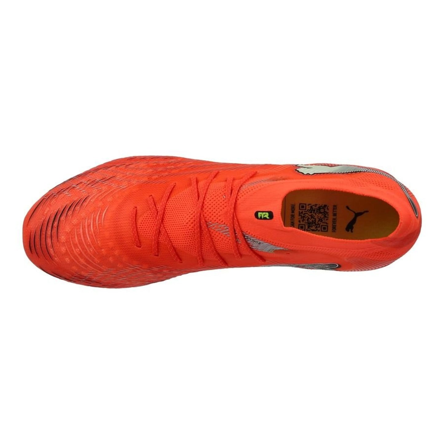 top view of the PUMA Future 9 Ultimate FG Unleashed in Red/White/Black colorway