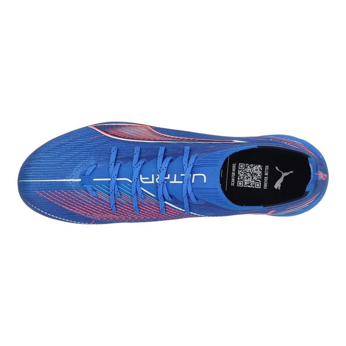 top view of the PUMA Ultra 6 Ultimate SG Untamed in Blue/White/Red