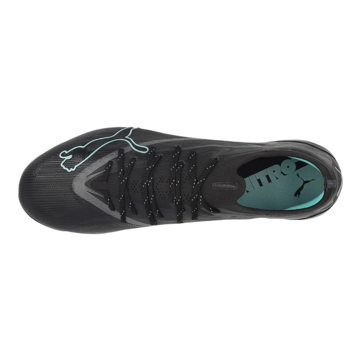 top view of the PUMA Ultra Nitro 7 Ultimate FG in Black from the Eclipse Pack