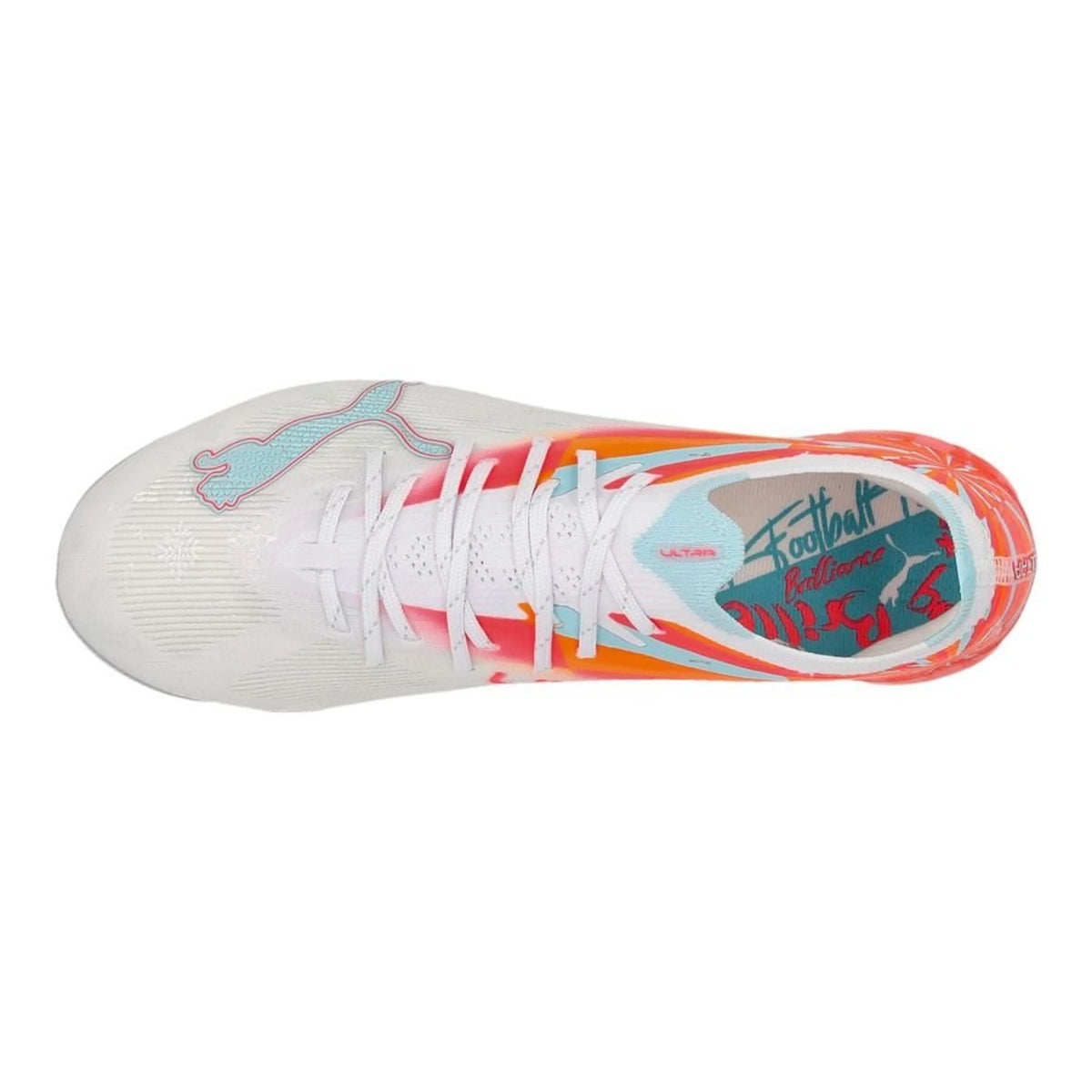 top view of the PUMA Ultra Nitro 7 Ultimate FG in white from the Brilliance Pack (Women's Fit)