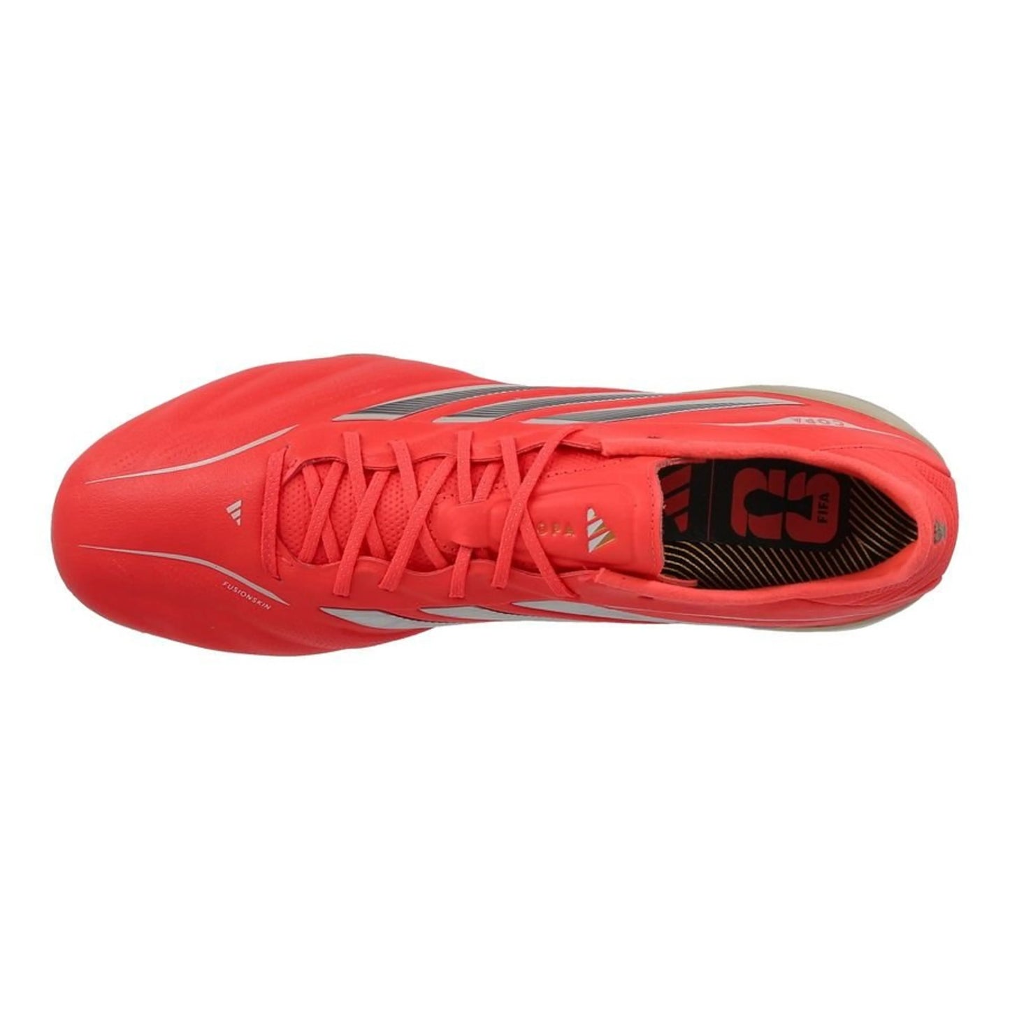 top view of the adidas Copa Pure IV Elite FG in Solar Turbo / Ivory / Core Black (Road to Glory Pack)