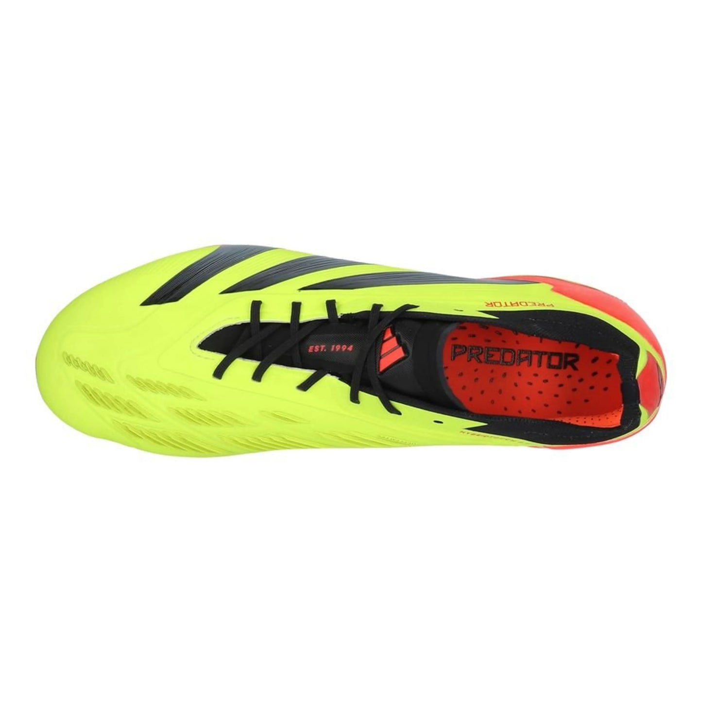 top view of the adidas Predator Elite FG "Energy Citrus" pack in a Yellow/Black/Red Colorway