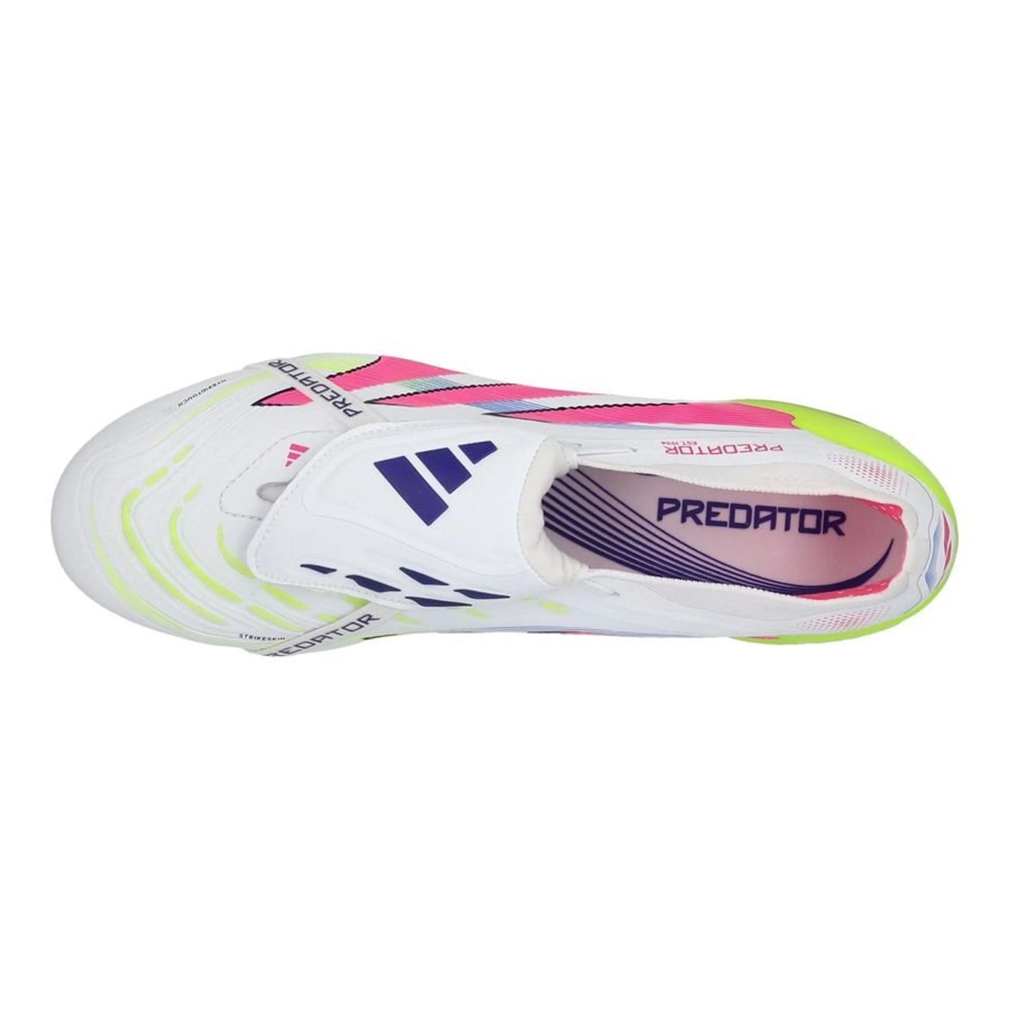 top view of the adidas Predator Elite Fold-over Tongue FG "Celestial Victory" Pack in a White/Pink/Lemon colorway