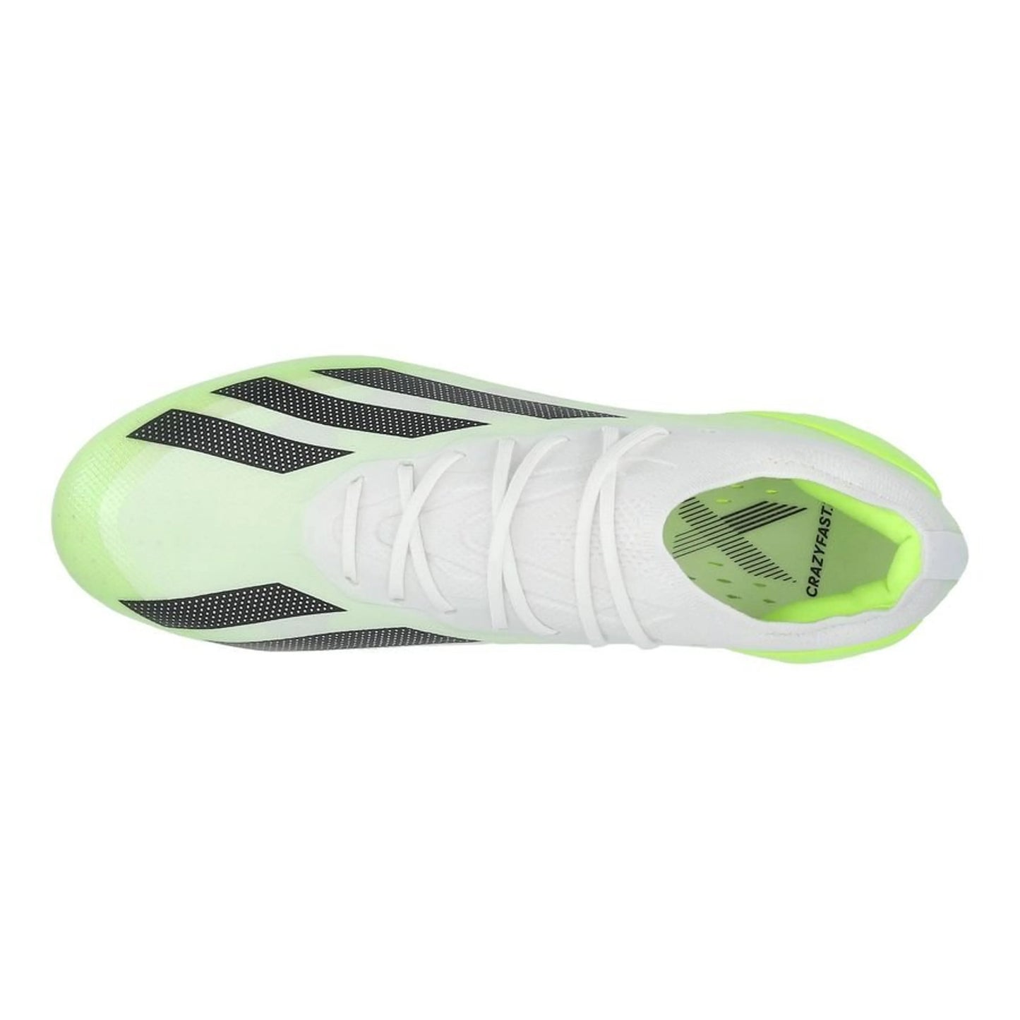 top view of the adidas X Crazyfast .1 FG "Crazyrush" pack in White/Black/Lemon colorway