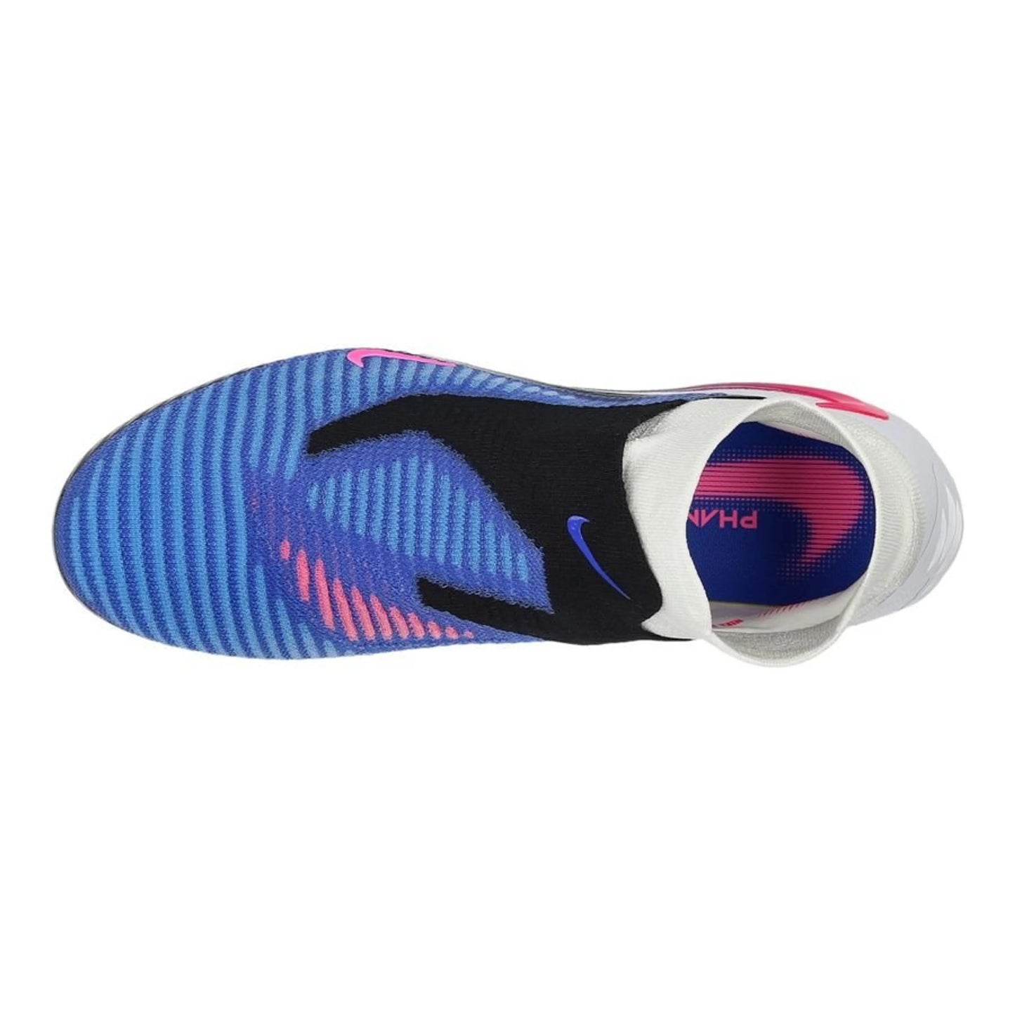 top view of the Nike Phantom 6 Elite High Cut FG in Racer Blue / Pink Blast (Attack Pack)