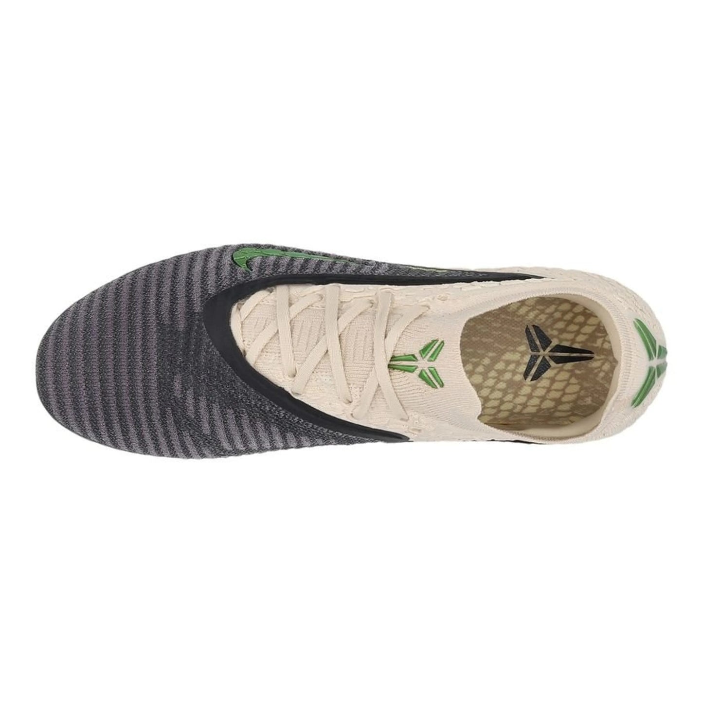 top view of the Nike Phantom 6 Elite Low Cut FG Black Mamba in White/Black/Green colorway