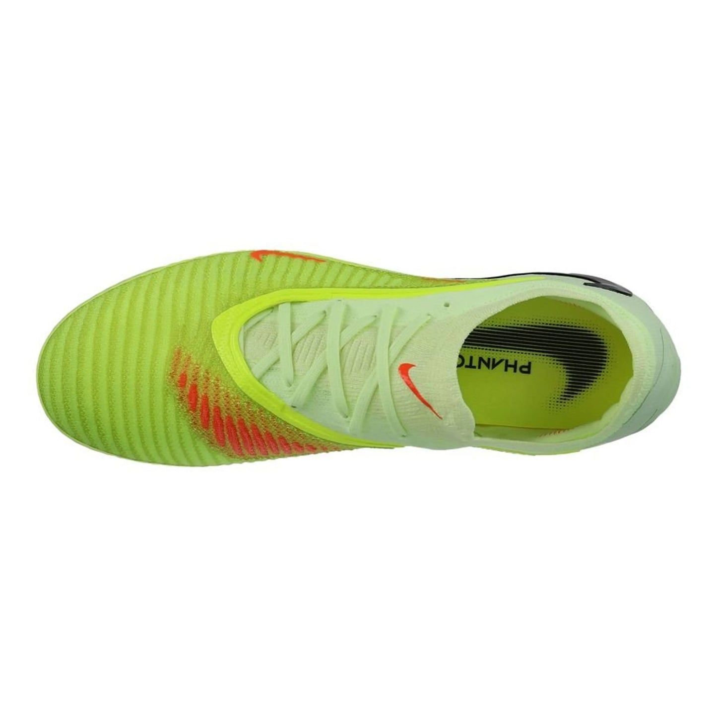 top view of the Nike Phantom 6 Elite Low Cut FG Max Voltage in Limelight/Black/Crimson colorway