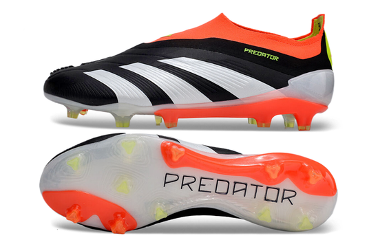 adidas predator elite fg laceless in black/white/orange