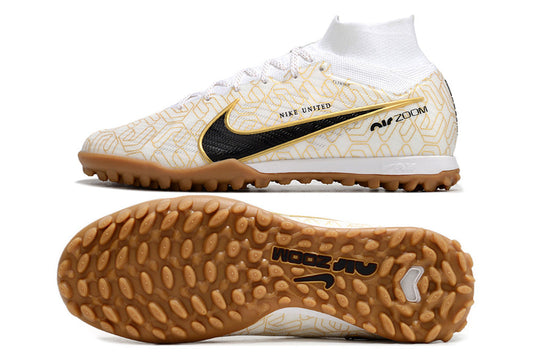 nike air zoom mercurial superfly 9 elite turf white/gold/black