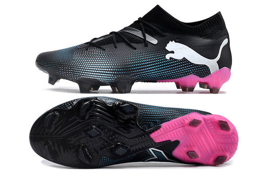 Puma future ultimate 7, black/pink, available in FG and turf.