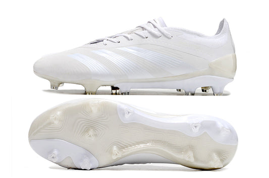 adidas predator elite, full white, available in FG (with laces and without), and with tongue.