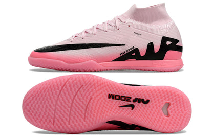 Nike air zoom mercurial superfly 9 elite, pink/black, available in FG, turf, futsal, and metal-SG.