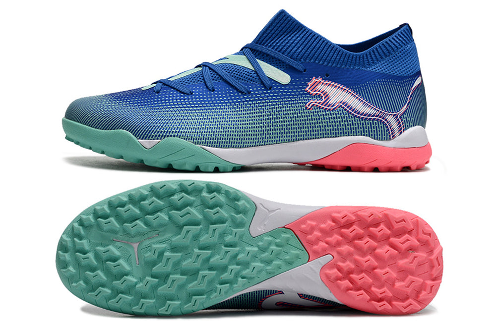 Puma future ultimate 7, blue/green, available in FG and turf.