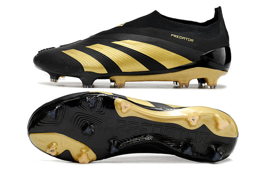 adidas predator elite, black/gold, available in FG (with laces and without), and with tongue.