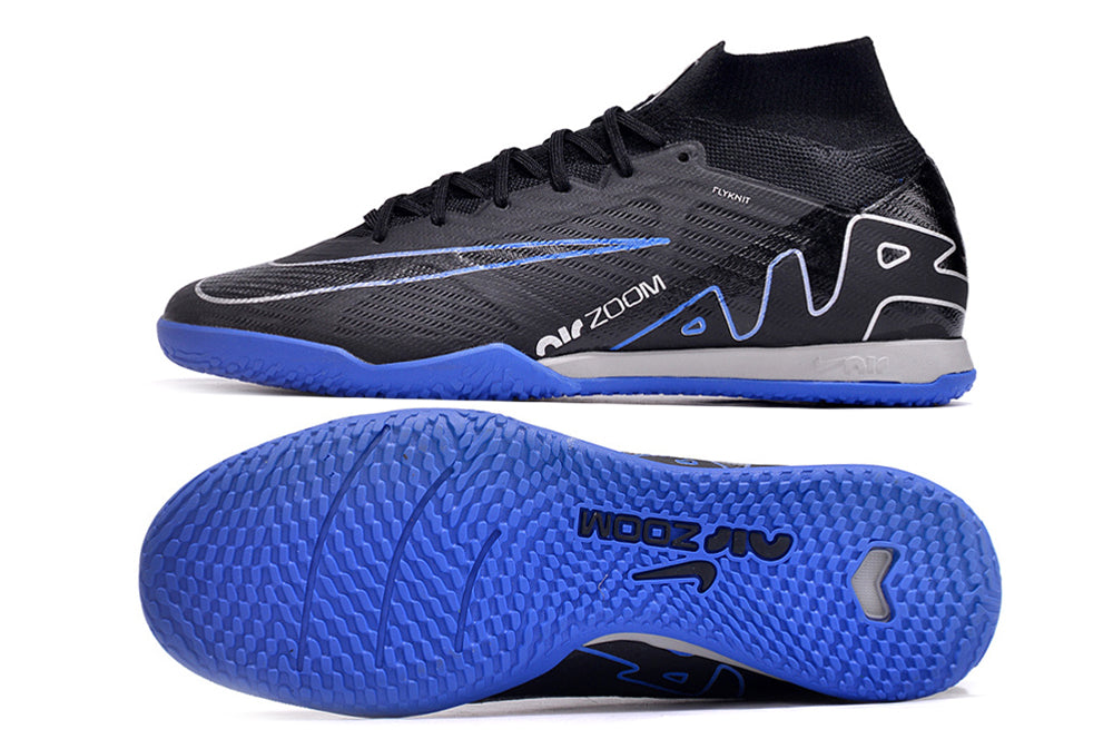nike air zoom mercurial superfly 9 elite futsal in black/blue