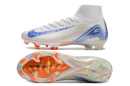 Nike air zoom mercurial superfly 10 elite, white/blue, available in FG, and turf.