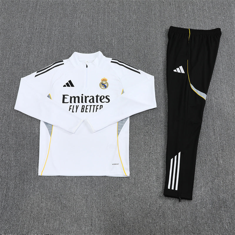 Real Madrid 25/26 Tracksuit - White & Black