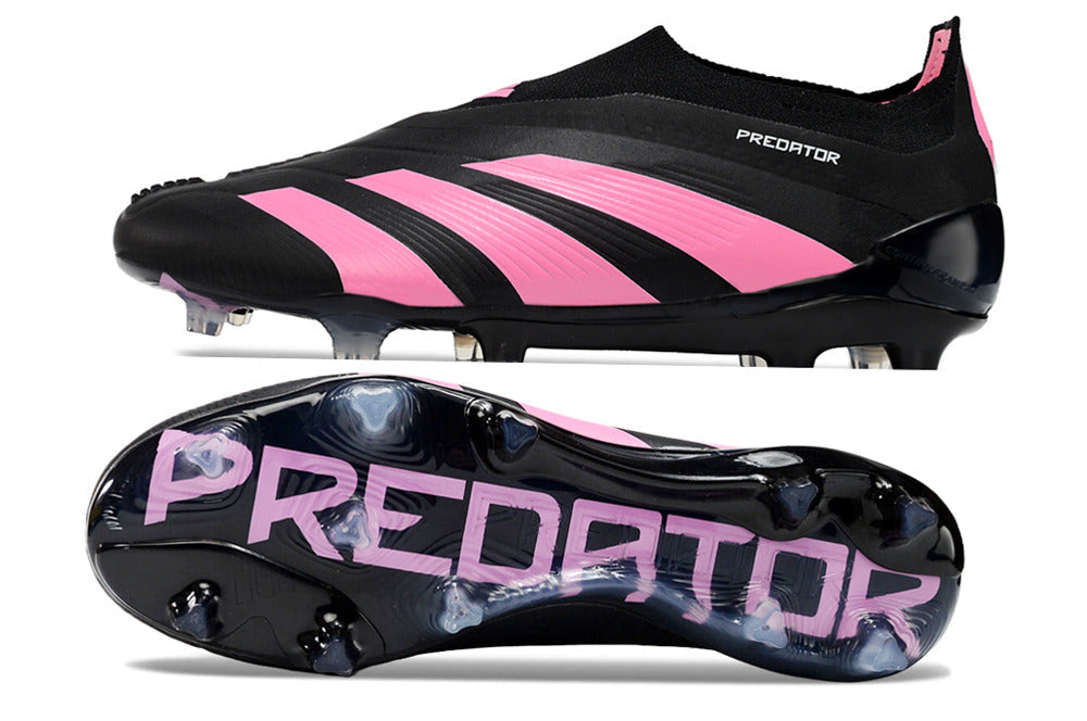 adidas predator elite, black/pink, available in FG laceless.