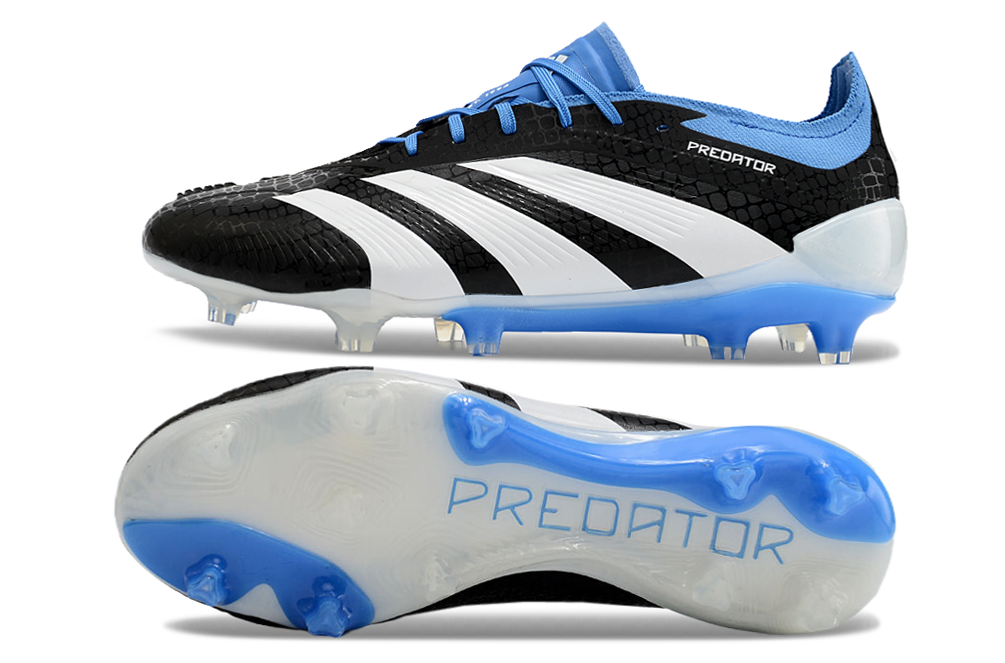adidas predator elite, white/blue/black, available in FG (with laces and without), and with tongue.